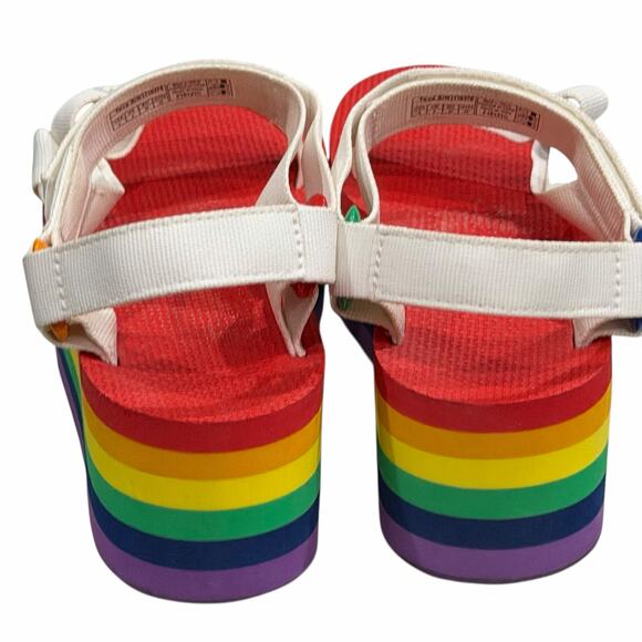 Teva Flatform Universal Sandal Womens 8 Multicolor Stripe Rainbow Pride Chunky - Picture 8 of 12